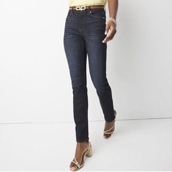 WHITE HOUSE BLACK MARKET The Slim High Rise Jeans Dark Blue Denim Size 6 - Picture 1 of 8